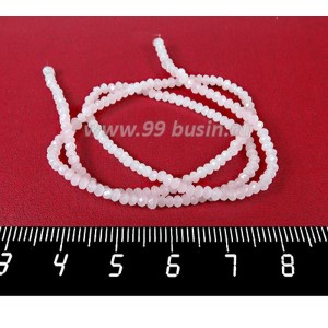 Бусины хрустальные Рондель 2,5*1,8 мм цвет белый полупрозрачный, около 31 см нить/180 бусин