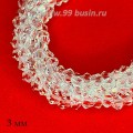 Бусина хрустальная биконус 3 мм бесцветный прозрачный нить ок. 44 см/175 штук