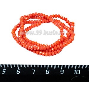 Бусины хрустальные Рондель 3*2 мм коралловый 30 см нить