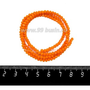 Бусины хрустальные Рондель 3*2 мм непрозрачный оранжевый, около 43 см нить /200 бусин