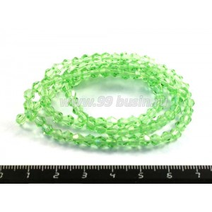 Бусина хрустальная биконус 4 мм светлый зеленый нить ок. 32 см