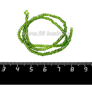 Бусины хрустальные Рондель 2,5*1,8 мм цвет зеленый, около 30 см нить/160 бусин