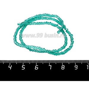 Бусины хрустальные Рондель 2,5*1,8 мм цвет изумрудный, около 30 см нить/160 бусин