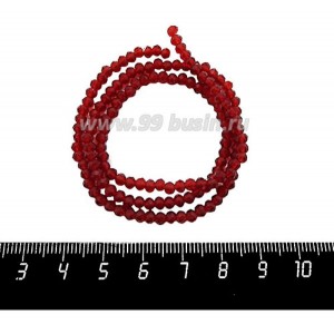 Бусины хрустальные Рондель 3,5*3 мм тёмно-красный прозрачный около 39 см нить