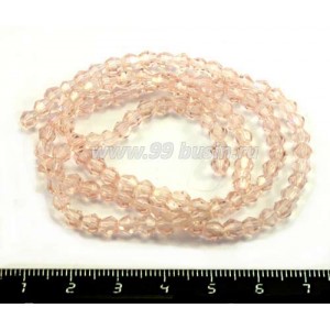 Бусина хрустальная биконус 4 мм розовый нить ок. 45 см