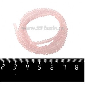 Бусины хрустальные Рондель 3*2 мм розовый 40 см нить/около 180 бусин