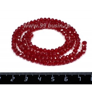 Бусина хрустальная Рондель 4*3,5 мм тёмно-красный около 150 штук/нить