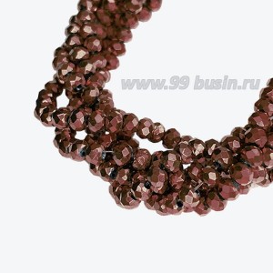 Бусина хрустальная Рондель 3*2 мм шоколадный, около 40 см/нить