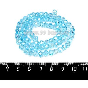 Бусина хрустальная Рондель 6*4 мм светлая морская волна/перламутр около 100 штук/нить