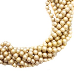 Бусина стеклянная жемчуг (иск.) на нити Премиум (аналог чешского) матовый, экрю 4 мм  40 см/нить