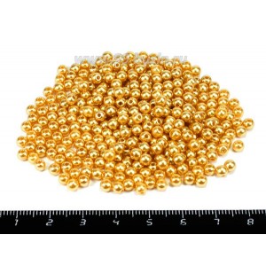 Бусины пластик, 4 мм, золотистый, 16 грамм (около 380 шт)/уп Бусины пластик, 4 мм, золотистый, 16 грамм (около 380 шт)/уп
