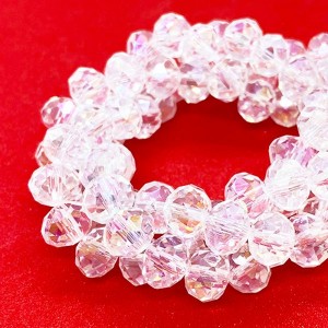 Бусина хрустальная Рондель 8*6 мм прозрачный/перламутр около 40 см/нить