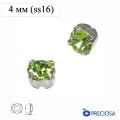 Шатоны PRECIOSA MAXIMA ss16 (4 мм), цвет Olivine/оправа серебро, 12 штук/упаковка, Чехия