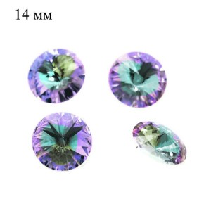 Риволи 14 мм Премиум 101 Heliotrope (малиново-зеленый мультиколор) 1 штука