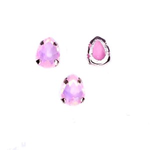 Стразы хрустальные Капля OPAL (опаловые) 8*6 мм бабл гам/оправа никель 1 штука Стразы хрустальные Капля OPAL (опаловые) 8*6 мм бабл гам/оправа никель 1 штука