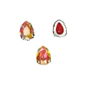 Стразы хрустальные Капля OPAL (опаловые) 8*6 мм австралийский закат/оправа никель 1 штука