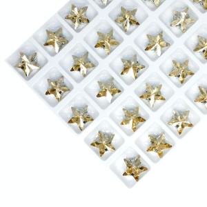 Стразы Звёздочка 10 мм Golden Shadow (Медовый)/оправа никель 1 штука