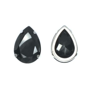 Стразы хрустальные капли 18*25 мм Jet (чёрный)/оправа никель 1 штука