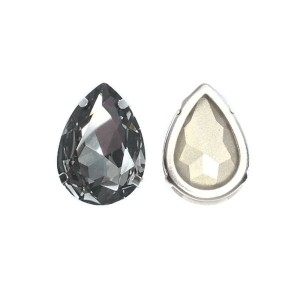 Стразы хрустальные капли 18*25 мм Black Diamond (графит)/оправа никель 1 штука