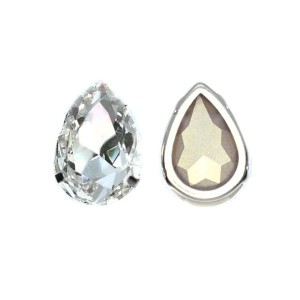 Стразы хрустальные капли 18*25 мм Crystal (бесцветный прозрачный)/оправа никель 1 штука