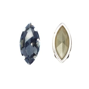 Стразы хрустальные Наветт 13*27 мм Black Diamond (графит)/оправа никель, 1 штука Стразы хрустальные Наветт 13*27 мм Black Diamond (графит)/оправа никель, 1 штука