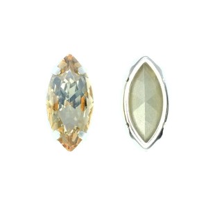 Стразы хрустальные Наветт 13*27 мм Golden Shadow (медовый)/оправа никель, 1 штука