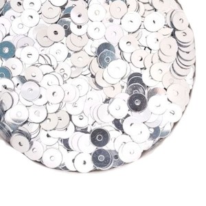 Пайетки 4 мм Сатиновые металлик Китай, цвет серебро, 3 грамма/упаковка