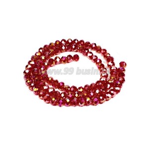 Бусина хрустальная Рондель 2,7*2 мм тёмно-красный/бензин около 35 см/нить