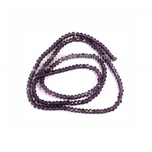 Бусины хрустальные Рондель 2,7*2 мм фиолетовый прозрачный 35 см нить /200 бусин