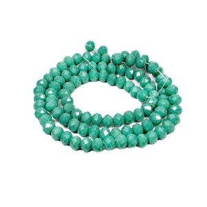 Бусина хрустальная Рондель 6*4 мм темный мятно-зеленый около 90 штук/нить