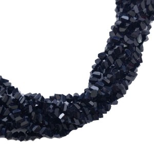 Бусины хрустальные Многогранник 3 мм Черный. около 30 см нить