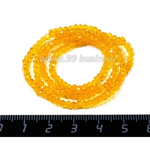 Бусины хрустальные Рондель 2,7*2 мм мандариновый, около 35 см нить