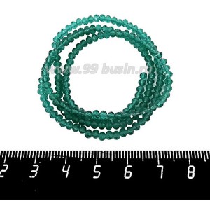 Бусины хрустальные Рондель 3*2 мм яркий изумруд, около 40 см нить /180 бусин