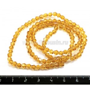 Бусина хрустальная биконус 4 мм медовая нить ок. 35 см