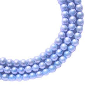 Бусина стеклянная жемчуг (иск.) на нити Премиум, сиреневый туман, 4 мм,  20 см/ около 50 бусин нить