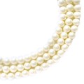 Бусина стеклянная жемчуг (иск.) на нити Премиум, кремовый, 4 мм,  20 см/ около 50 бусин нить