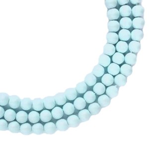 Бусина стеклянная жемчуг (иск.) на нити Премиум, мягкий голубой 4 мм,  20 см/ около 50 бусин нить