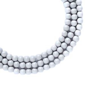 Бусина стеклянная жемчуг (иск.) на нити Премиум, теплый серый 3 мм,  20 см/ около 70 бусин нить