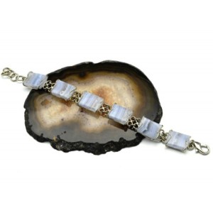 Браслет агат голубой (сапфирин), 16,5см