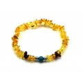 Браслет янтарный с агатом тонированным шарик 6мм цвет лимонный, 17см.