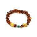 Браслет янтарный с агатом тонированным шарик 6мм цвет коньячный, 17см.
