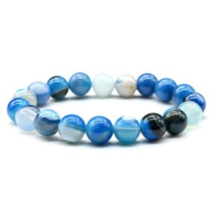 Браслет шарик 10мм из агата тонированного цвет голубой