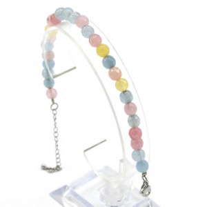 Браслет из кварца тонированного шарик гр.6мм цвет берилл, 18см