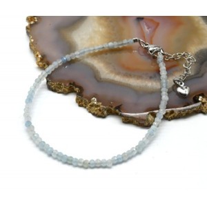 Браслет из аквамарина рондель гр.3*2мм, 18см