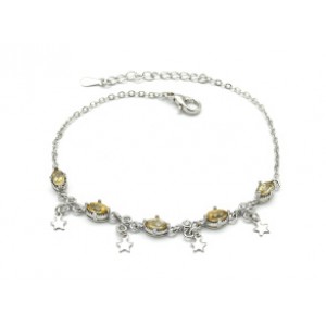 Браслет на цепочке с цитрином, 17см