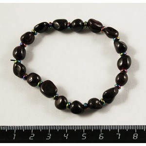 Браслет гранат (овалы) и гематит хамелеон (рондель)