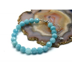 Браслет из кальцита шарик гр.8мм цвет голубой