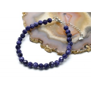 Браслет из кальцита шарик гр.6мм цвет фиолетовый