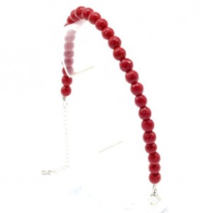 Браслет из кальцита шарик гр.6мм цвет красный, 18см