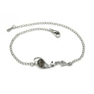 Браслет на цепочке с рутиловым кварцем "Рыбка", 21см